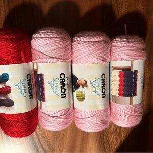 Caron Simply Soft Yarn Bundle - Red and Pink